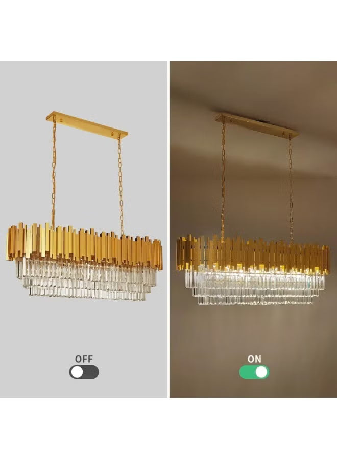 Luxury Modern Crystal Chandelier – 10-Light Gold Oval Hanging Ceiling Light for Dining Room, Living Room, Kitchen Island, Foyer, Hallway – Contemporary Decorative Lighting