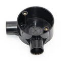 Decoduct 20mm PVC 2-way circular junction box (through box), model DJT2