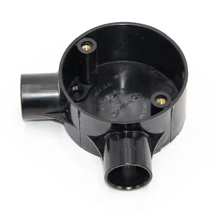 Decoduct 25mm PVC 2-Way Circular Junction Box – Through Box (DJT3)