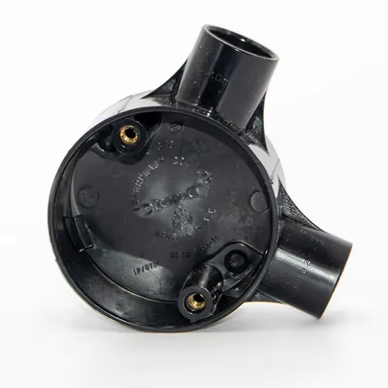 Decoduct 25mm PVC 2-Way Circular Junction Box – Through Box (DJT3)