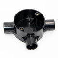 Decoduct 25mm PVC 3-way circular junction box (tee box), model DJE3