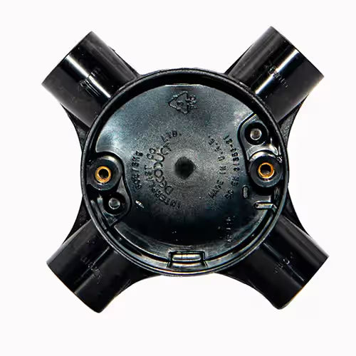 Decoduct 20mm PVC 4-way circular junction box, model DJF2