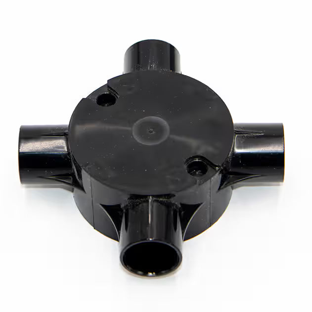Decoduct 20mm PVC 4-way circular junction box, model DJF2