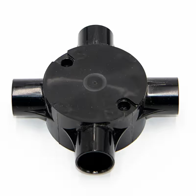Decoduct 25mm PVC 4-way circular junction box, model DJF3