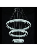 Modern Crystal LED Chandelier Light – 3-Ring Adjustable Ceiling Hanging Lamp for Living Room, Dining Room & Hall – Luxury Pendant Lighting Fixture for Home, Hotel & Office Décor