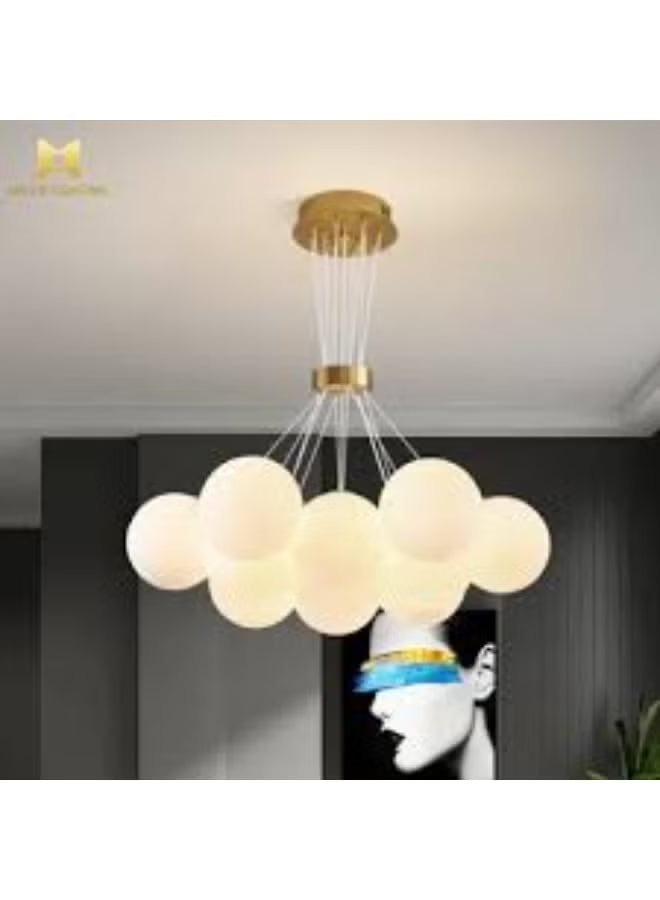 Modern Cloud Chandelier – Luxury LED Pendant Light for Living Room, Bedroom, or Dining Area | Artistic Cluster Globe Ceiling Fixture with Gold Finish | Elegant Contemporary Home Lighting