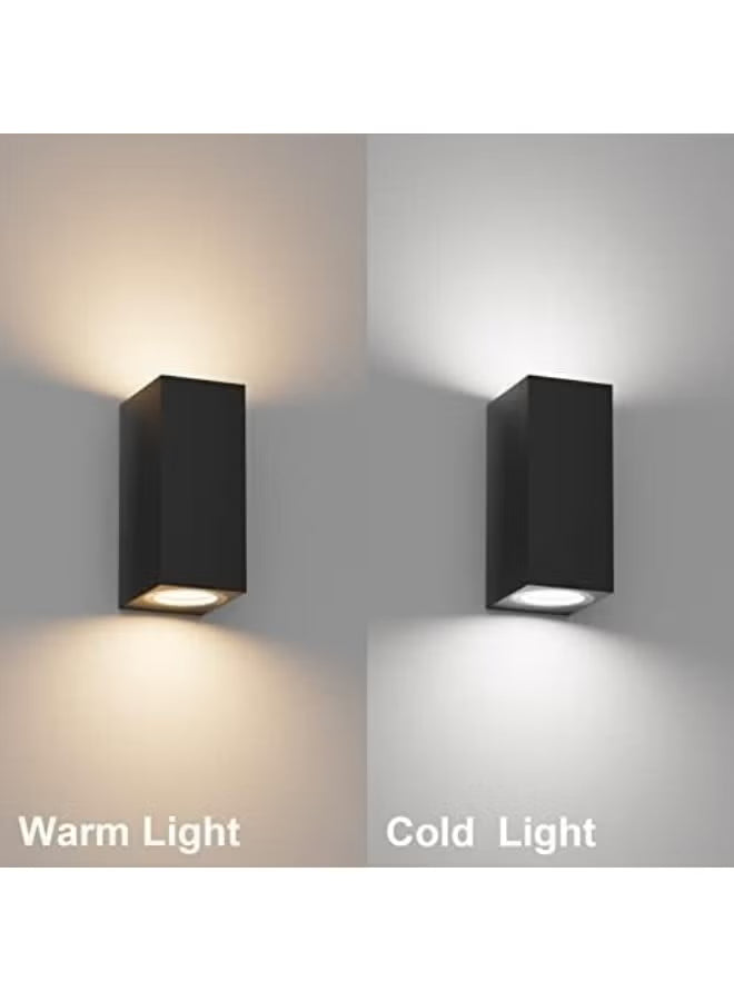 4 Pieces Square Wall Lamp Indoor & Outdoor | IP65 Waterproof Black Wall Sconce | Modern Aluminium GU10 Wall Light for Garden, Hallway, Terrace & Exterior Walls