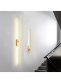 Modern Minimalist LED Wall Light – Gold Linear Wall Sconce for Hallways, Staircases, Living Room & Bedroom | Luxury Ambient Wall Lamp with Soft Warm Glow