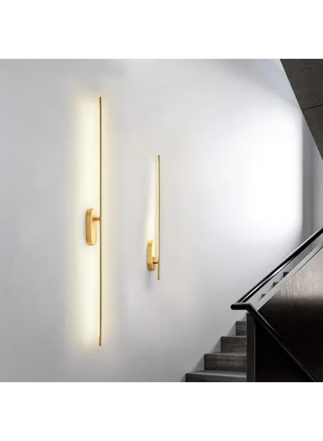 Modern Minimalist LED Wall Light – Gold Linear Wall Sconce for Hallways, Staircases, Living Room & Bedroom | Luxury Ambient Wall Lamp with Soft Warm Glow