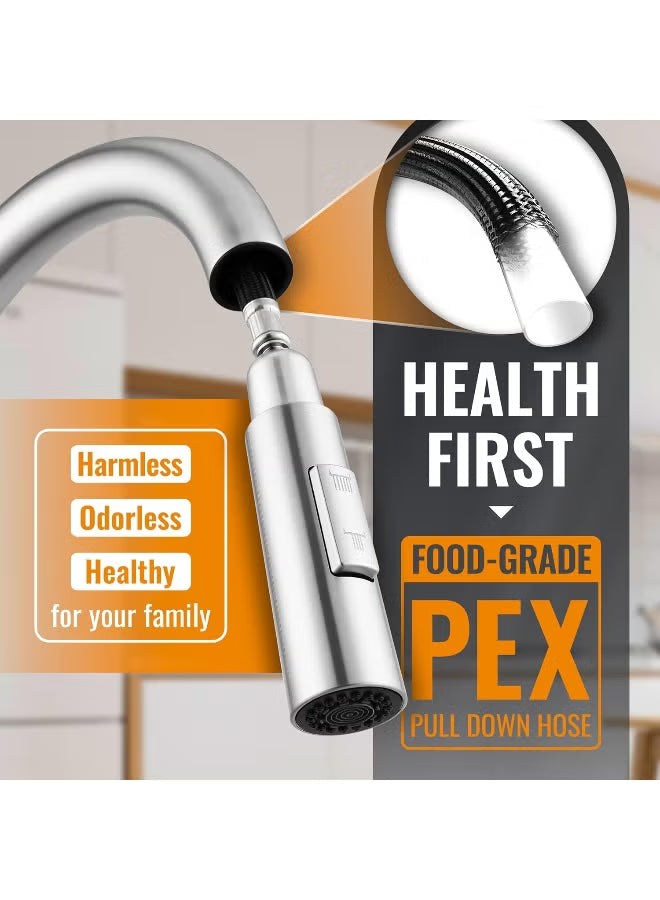 APPASO Kitchen Faucet, Kitchen Sink Mixer tap with Pull Down Sprayer, Brushed Nickel Kitchen Faucets Mixer with 2 Water Modes, Single Handle Modern Kitchen Tap Faucet Stainless Steel