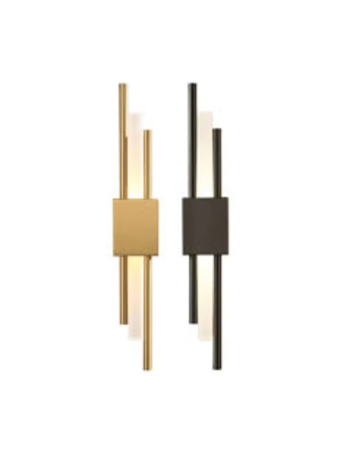 Modern LED Wall Sconce Light | Vertical Tube Design Indoor Wall Lamp | Bedroom, Living Room, Hallway & Bathroom Lighting Fixture | Black & Gold Contemporary Wall Mounted Decor