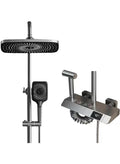 HIKKY Shower System with LED Digital Display, Piano Key Shower System with 4 Mode, Wall Mount Rain Mixer Shower Combo Set with Booster Spray