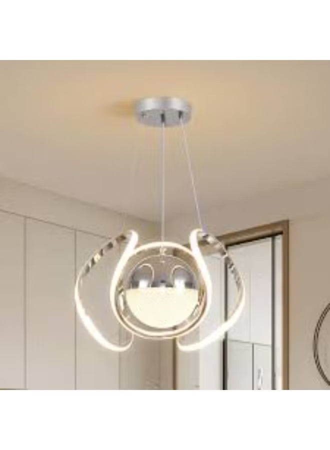 Modern LED Spiral Pendant Light – Contemporary Chrome Acrylic Ceiling Lamp for Living Room, Dining Room, or Bedroom – Adjustable Hanging Chandelier for Elegant Home and Office Décor