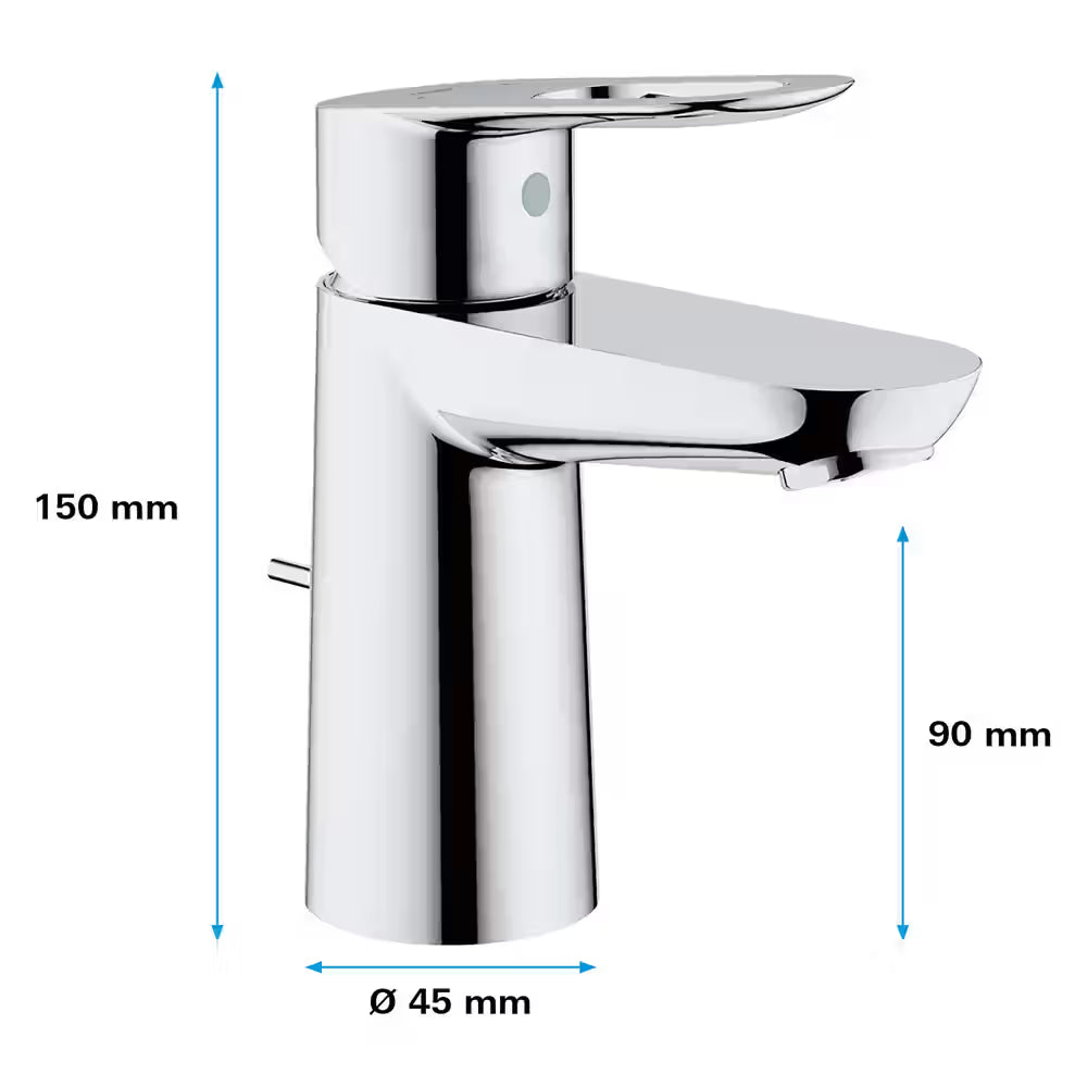 GROHE BauLoop 1/2" Single-Lever Basin Mixer, M-Size – Chrome (23762000)