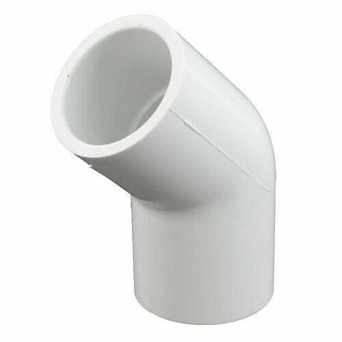 1 inch white PVC Schedule 40 45 degree elbow, hub x hub connection