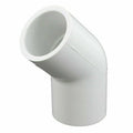1 inch white PVC Schedule 40 45 degree elbow, hub x hub connection