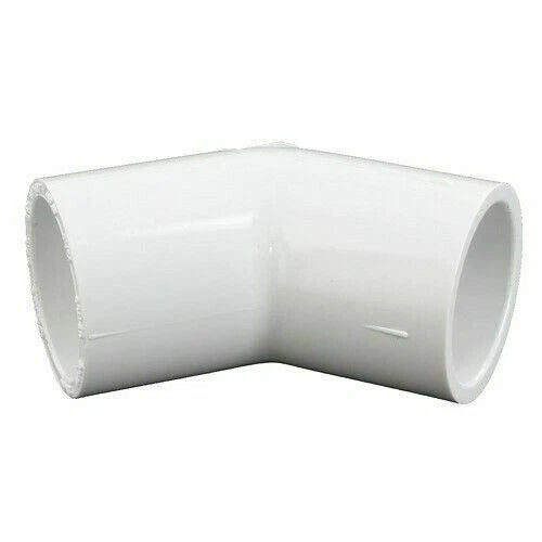 1 inch white PVC Schedule 40 45 degree elbow, hub x hub connection