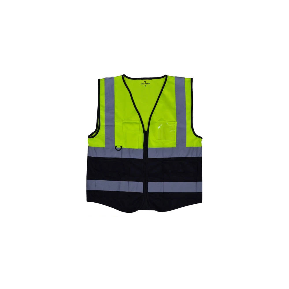Dual color reflective safety jacket vest with front zipper